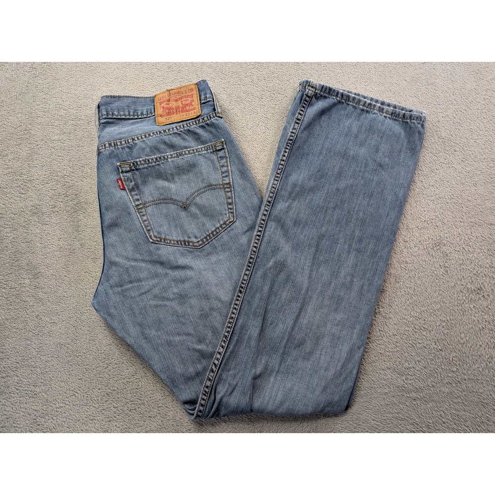 Levis 527 Slim Bootcut Jeans Mens 33x32 Medium Wash Blue Denim Cotton Pants